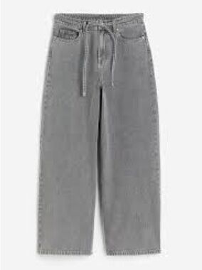 H&M women’s Gray Wide-Leg Drawstring Jeans